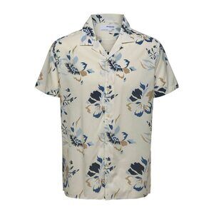 Selected Homme Viggo Short Sleeve All Over Print Shirt Egret Big Flower MD